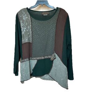 VTG Spencer Alexis Top Women’s 14 Lg Boho Patchwork Floral Lagenlook Artsy Fairy